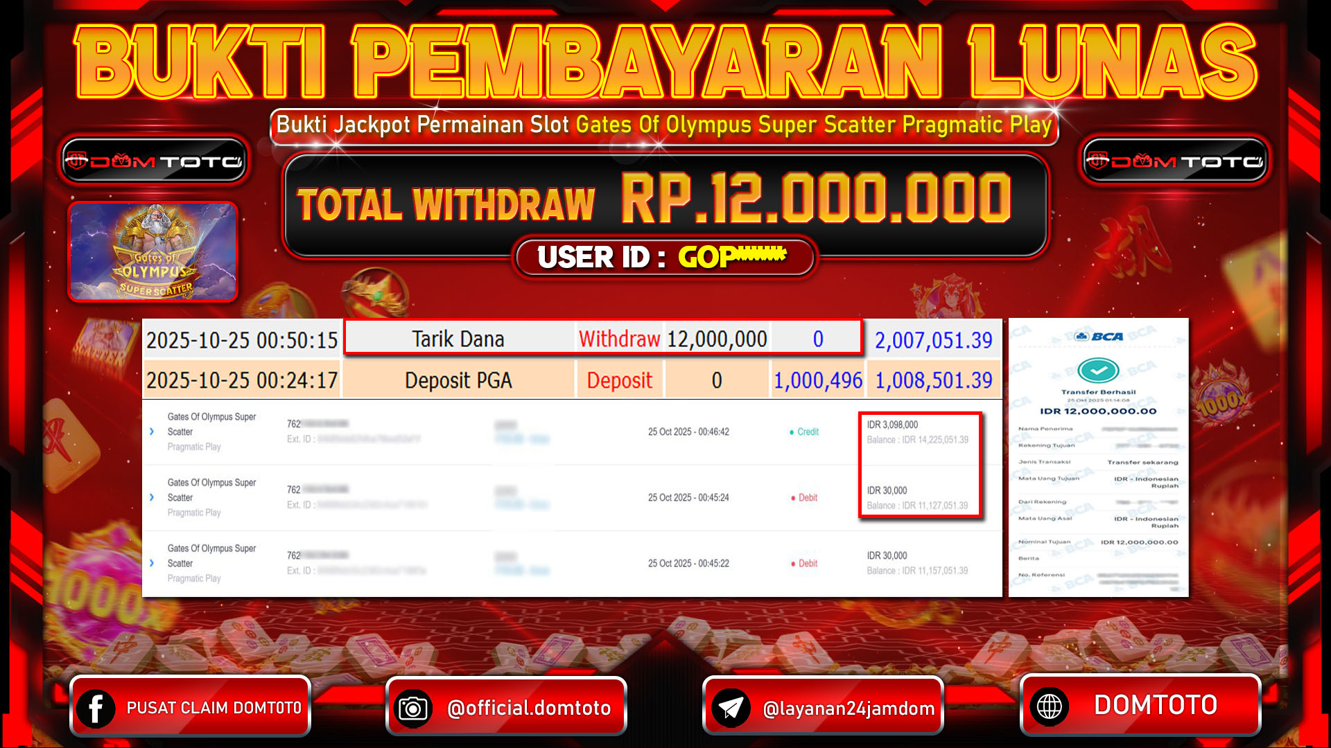JACKPOT Slot Gates Of Olympus Super Scatter Pragmatic Play 25 OKTOBER 2025